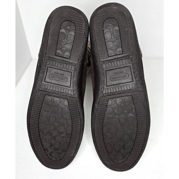 COACH Tullip Boots Suede Signature C canvas Brown/Beige size 8 1/2 B A7746 - Picture 7 of 11